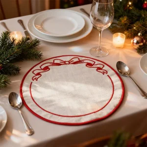 Customized Luxury Christmas Atmosphere Embroidered Square Placemats Towels Set Eco Friendly Reusable Oilproof Insulated