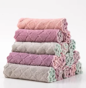 Customized Microfiber Cleaning Cloths for Kitchen Tableware and Towel Coral Velvet Household Cleaning Rags