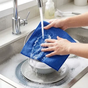 Customized Microfiber Kitchen Cleaning Cloth Washable Dish Towel Lint Free Cleaning Rags for Home Kitchen Countertop