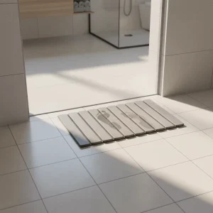 Customized Modern Foldable Bathroom Mat Leather like Fabric Diatomaceous Earth Filling Rubber Anti slip Backing Absorbent Quick