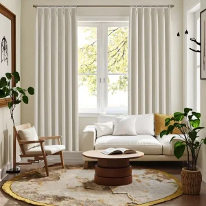 Customized Modern Ladder Belt Blackout Thermal Insulated Linen Blend Pleated Curtains Valances Noise Reducing Waterproof