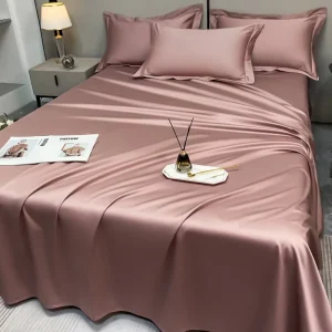 Customized Modern Luxury Green Stripe 100% Bamboo Woven 200t Eco-friendly All-season Bedding Set Queen King Size 4-piece Home