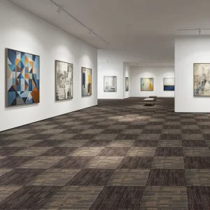 Customized Modern PP Striped Cushioned Carpet Bitumen Backing Tufted Carpet Tiles for Restaurant Hotel Home Office