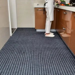 Customized Modern Style Solid Color Area Rug Non Slip Seven Stripe Carpet PVC Backing Machine Made Washable Home Hallway Runner