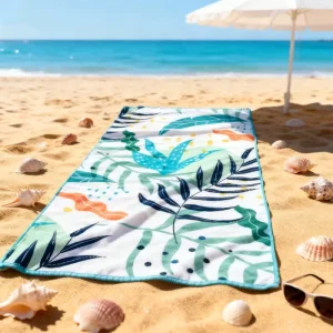 Customized New Microfiber Bath Beach Towel Quick-Dry Soft Absorbent Summer Tropical Printed for Swimming Vacation