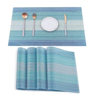 Customized Non Slip Plastic Place Mats Set 4 Washable PVC Placement Mats for Dining Table