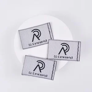 Customized Organic Woven Garment Labels with Center Fold Eco Friendly Custom Logo for Bags Shoes & Apparel