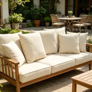 Customized Outdoor Garden Waterproof Durable Sofa Seat Cushion Cover 100% Polyester Foam Filled Removable