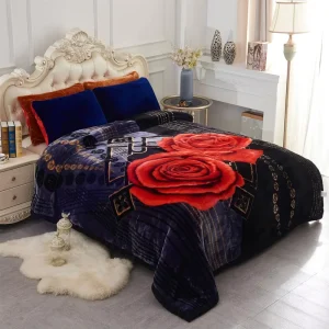 Customized Pattern 100% Polyester Soft Printed Double Jacquard Mink Throw Raschel Blanket