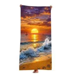Customized Pattern Dry Fast Soft Super Absorbent Light Weight Bath Polyester Towel Sand Free Microfiber Fitness Beach Towels