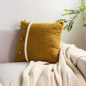 Customized Pillow Home Decor Super Comfortable Sofa Couch Faux Fur Cushion Cover Backrest Throw Pillows with Button