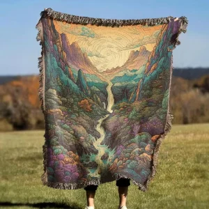 Customized Polyester Cotton Bohemian Tapestry Throw Blanket Outside Picnic Rugs Vintage Floral Cartoon Patterns