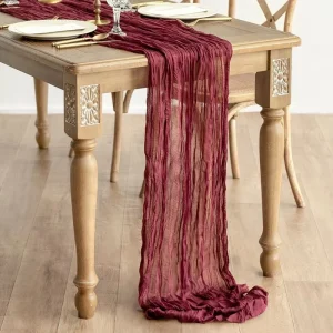 Customized Polyester Gauze Wedding Birthday Cheesecloth Table Runner Dusty Blue Table Runners for Wedding Reception