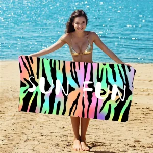 Customized Printed Double Sided Breathable Soft Microfiber Beach Towel Super Absorbent Quick Dry Sports Travel