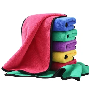 Customized Quick-Dry Microfiber Car Wash Towel Soft Dual Sides Woven Square Multi-Color Plush for Kitchen and Glass Use