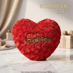 Customized Red Plush Soft Heart Shaped Throw Cushions Embroidery Decorative Pillows Polyester Cotton Filled Decor