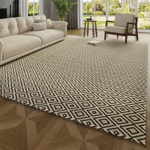 Customized Reversible Machine Made Polyester Geometric Pattern Non Slip Waterproof Anti Bacteria Modern All Season Outdoor Rugs