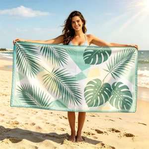 Customized Sand Free Microfiber Beach Towel Washable Repeatedly Personalized Print Beach Towel