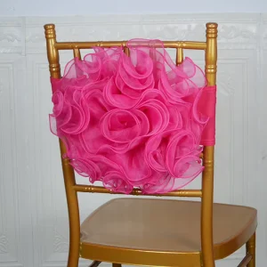 Customized Size Flower Bow Ribbon Tie Decoration for Wedding Chair Bands Bows Party Supplies Organza Large Flower Chair Sash