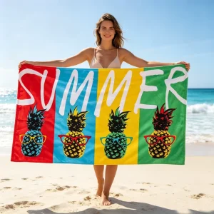 Customized Size Luxury Sand Proof Microfiber Beach Towel Custom Pattern Quick Dry Beach Towel Packaged Bags
