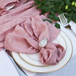 Customized Size Napkin French Cloth Table Napkins Dinner Pink Polyester Cotton Napkin for Wedding
