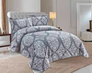 Customized Size Soft Warm New Pattern Burn Out Flannel Sherpa Comforter Bedding Set