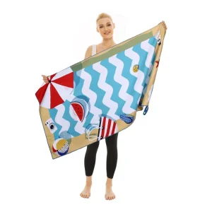 Customized Solid Color Ultra fine Fiber Beach Towels Printed Logos Soft and Multifunctional Outdoor Camping Towels