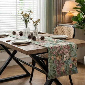 Customized Spring Winter Modern Pattern Vintage Style Eco-Friendly Durable Polyester Cotton Waterproof Woven Fabric Table Runner