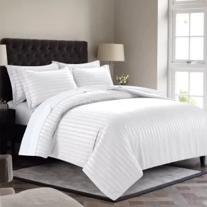 Customized Stripe White Hotel Bedding Set Stripe Duvet Cover Set Bed Sheet for Hotel and Home