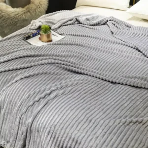 Customized Striped Pattern Super Soft Printed Flannel Fleece Warming Heated Blankets