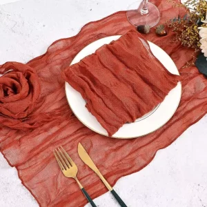 Customized Terracotta Color Sage Green Cheese Cloth Napkins for Weddings Christmas Dinners Cheesecloth Fabric Accessory