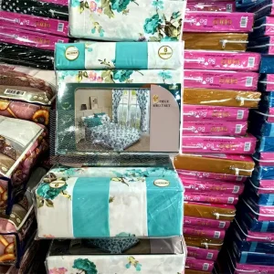 Customized Thick Fabric Cotton Touch 8 Pcs Bedding Bedsheet with Matching Curtains King Queen Size 8 Pieces Sheet Set