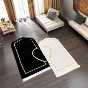 Customized Thick Quilted Polyester Muslim Gift Set Modern Padded Islam Prayer Mat for Home Travel Washable Couples