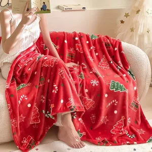 Customized Winter 300gsm Flannel Christmas Printed Throw Blanket 100% Polyester Thickened Fleece for Home Sofa Bed