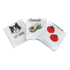 Customized Woven Microfiber Kitchen Towel Set with Eco-friendly Waffle Design Water Absorbent Dish Cloths & Towels
