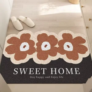Customized Woven PVC Door Mat with Novelty Print Anti Slip Waterproof Rug Home & Hotel Use Modern Cut Pile Washable Welcome Mat