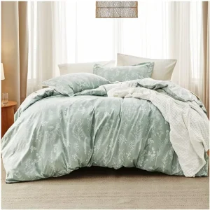 Cute 3 PCS Floral Queen Bedding Comforter Set with 1 Reversible Comforter and 2 Pillow Shams Cases All Season Bedding Sets