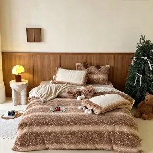 Cute Animals Cartoon Deer Wild Man Movie Milk Velvet Bedding Bed Sheets Duvet Covers Four Piece Set