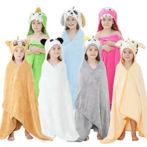 Cute Baby Bath Towel Polyester Animal Microfiber Recycled Kids Hooded Towel