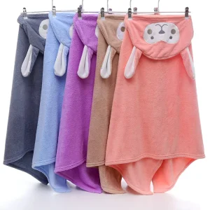 Cute Cartoon Children’s Bath Towel Absorbent Hooded Baby Bath Towel