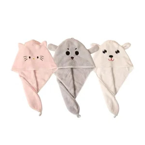 Cute Cartoon Dry Hair Cap Coral Velvet Water Absorption Quick Drying Thickened Headscarf Bathing Cap Towel