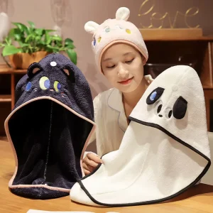 Cute Cartoon Embroidery Super Absorbent Quick drying Polyester Hair Drying Bath Towel for Children & Adults