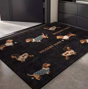 Cute Cartoon Entrance Door Mat Pet Friendly & Waterproof Washable Cuttable Carpet for Home Entryway