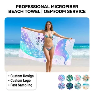 Cute Design Mermaid Beach Towel Sand Free Quick Dry Womens Microfiber Travel Towels for Yoga