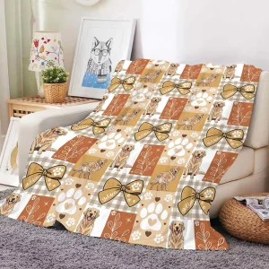 Cute Dog Printed Flannel Throw Blanket Soft Cozy Pet Pattern Fleece Blanket for Sofa Bed Couch Home Decor Customized Blankets