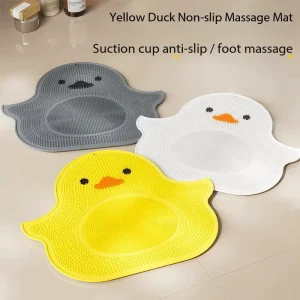 Cute Duck Silica Gel Eco Friendly Modern Design Foot Scrub Mat Suction Cups Anti slip Shower Floor Massage Mold proof Bath