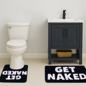 Cute Get Naked Microfiber Bath Mat Sets U Shaped Rug Machine Washable Non Slip Bath Rug 24″ X 16″ + U Shape 24″ X 20″ Home