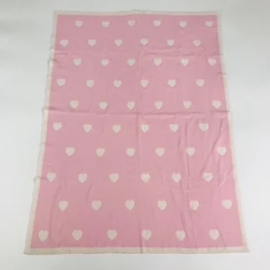 Cute Heart Knitted Jacquard Blanket Soft Skin Friendly All Season Decorative Bed Couch Throw Blanket OEM Custom Size Supply