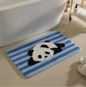 Cute Pet Cartoon Bath Mat with Non Slip TPR Back Water Absorbent Machine Washable Bathroom Mat Floor Mat for Bathroom Entrance