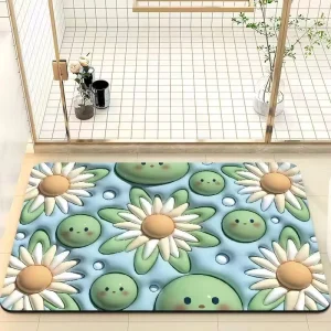Cute Printed Non Slip Quick Dry Foam Bath Mat for Home or Hotel Bathroom Door Shower Room or Floor Decoration